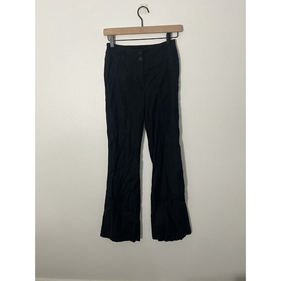 Maeve By Anthropologie Naomi Flare Pants Black Linen Blend Size 0 - Picture 1 of 13